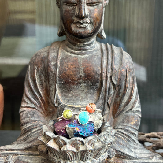 Ruby Zoisite, Kingman Turquoise, & Spiny Oyster Shell Skinny Stacking Tings