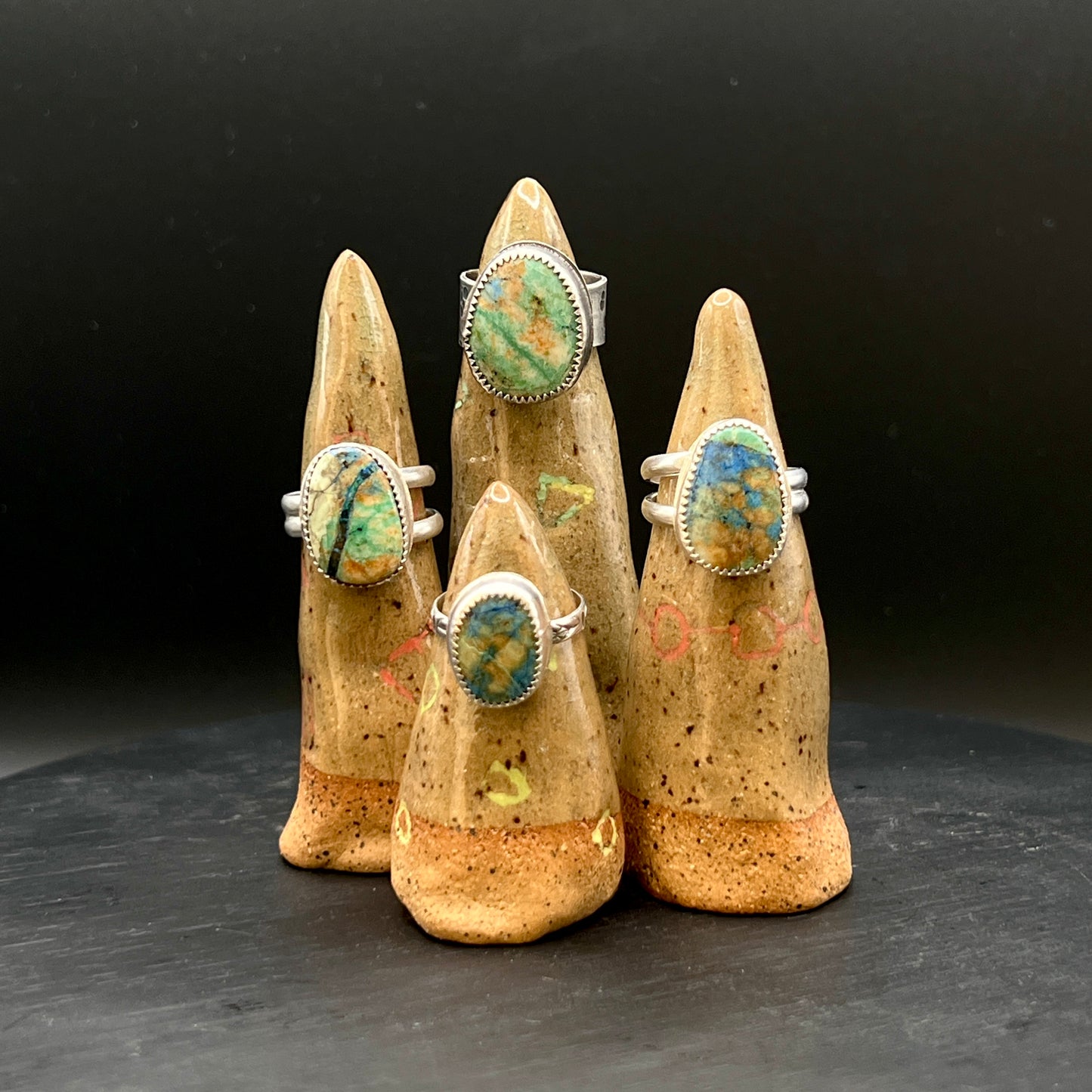 Handcrafted Azurite & Malachite Rings - Arizona Beauty