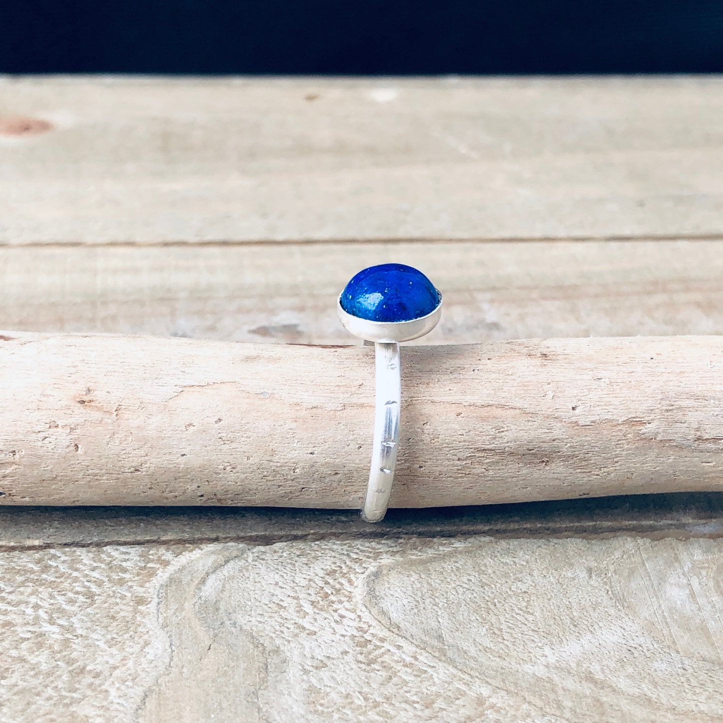 Minimalist Lapis Lazuli Ring: Sterling Silver