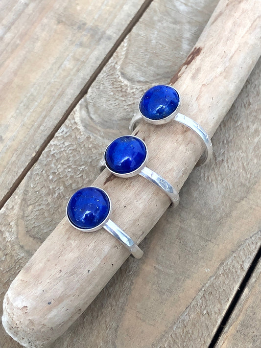 Minimalist Lapis Lazuli Ring: Sterling Silver