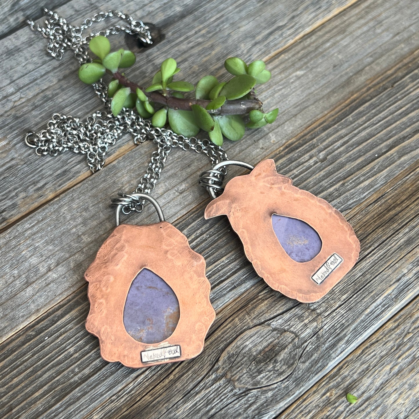 Purple Burro Creek Jasper bold mixed metal necklace