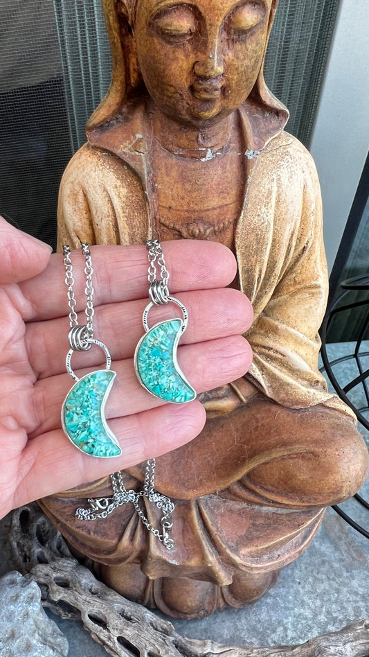 Blue Moon Turquoise Pendant Necklace: Sterling Silver