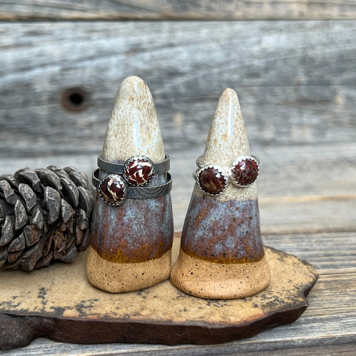 Brecciatted Jasper rings: Sterling Silver