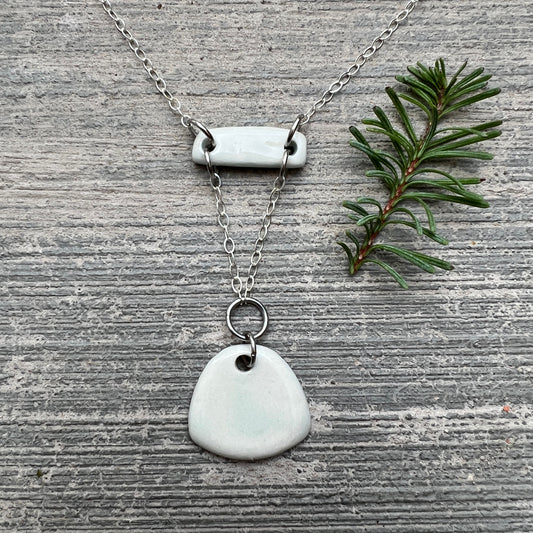 Pink or Light Blue Porcelain Sterling Silver Necklace