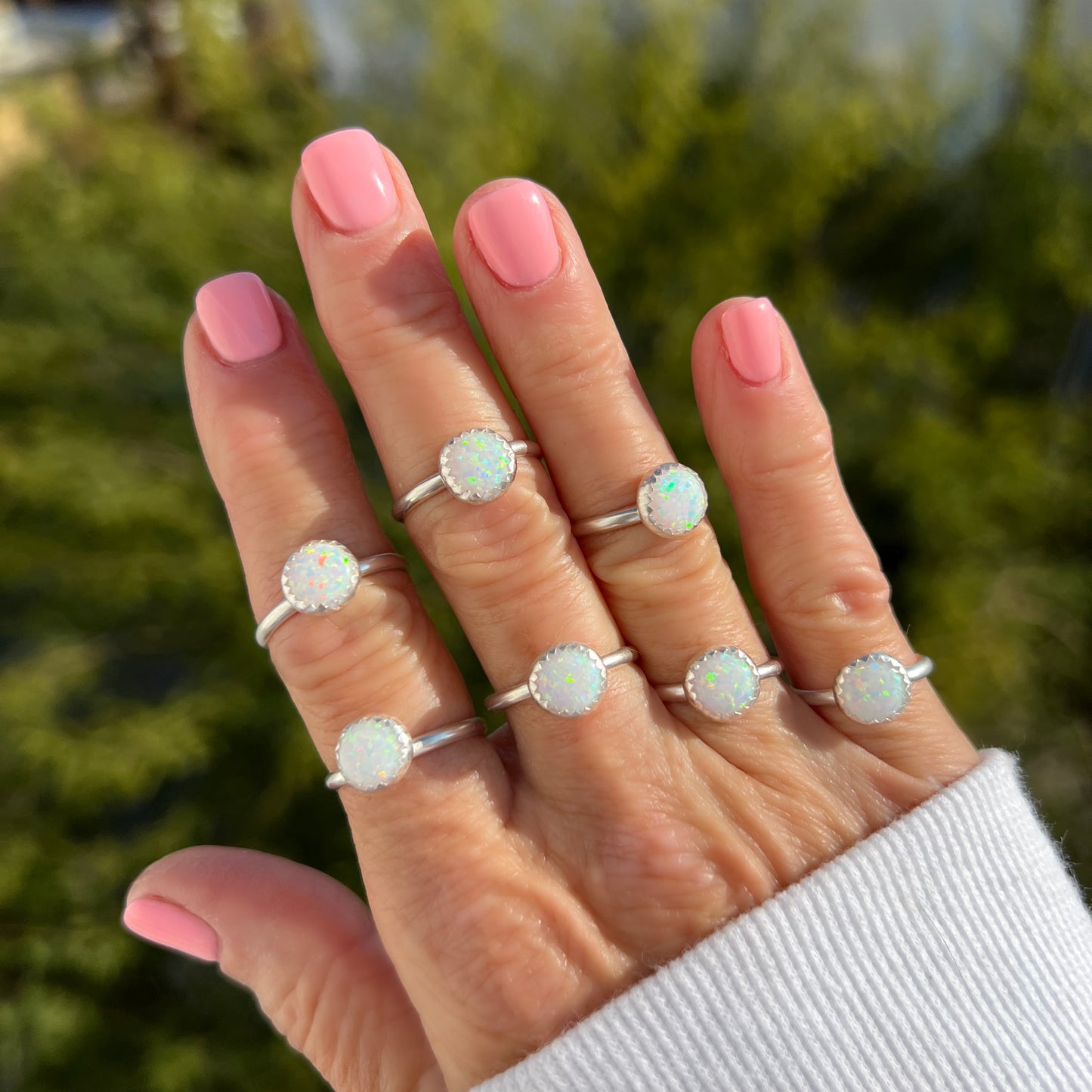 Shine Bright with Kycera White Opal Sterling Silver Ring
