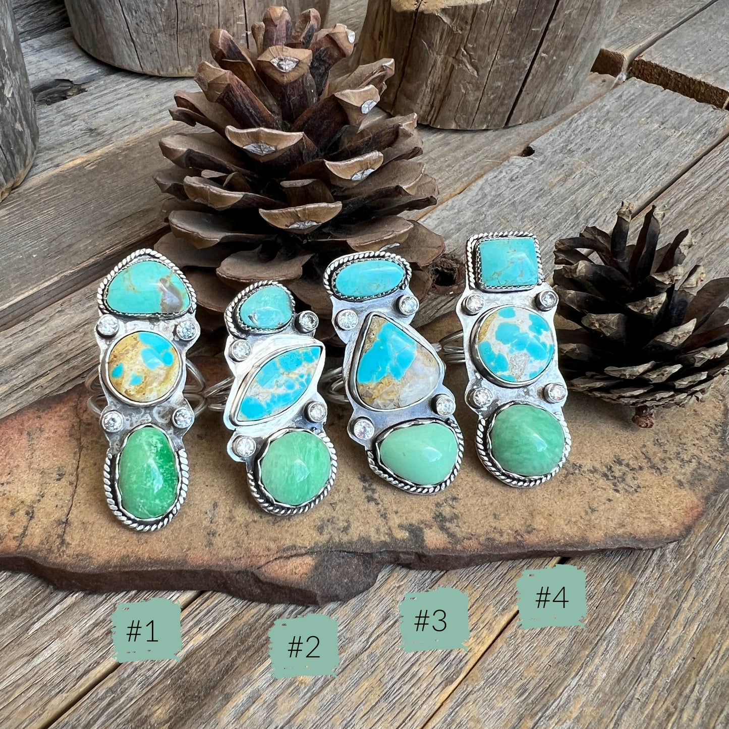 Triple Stone Ring: Turquoise and Utah Variscite