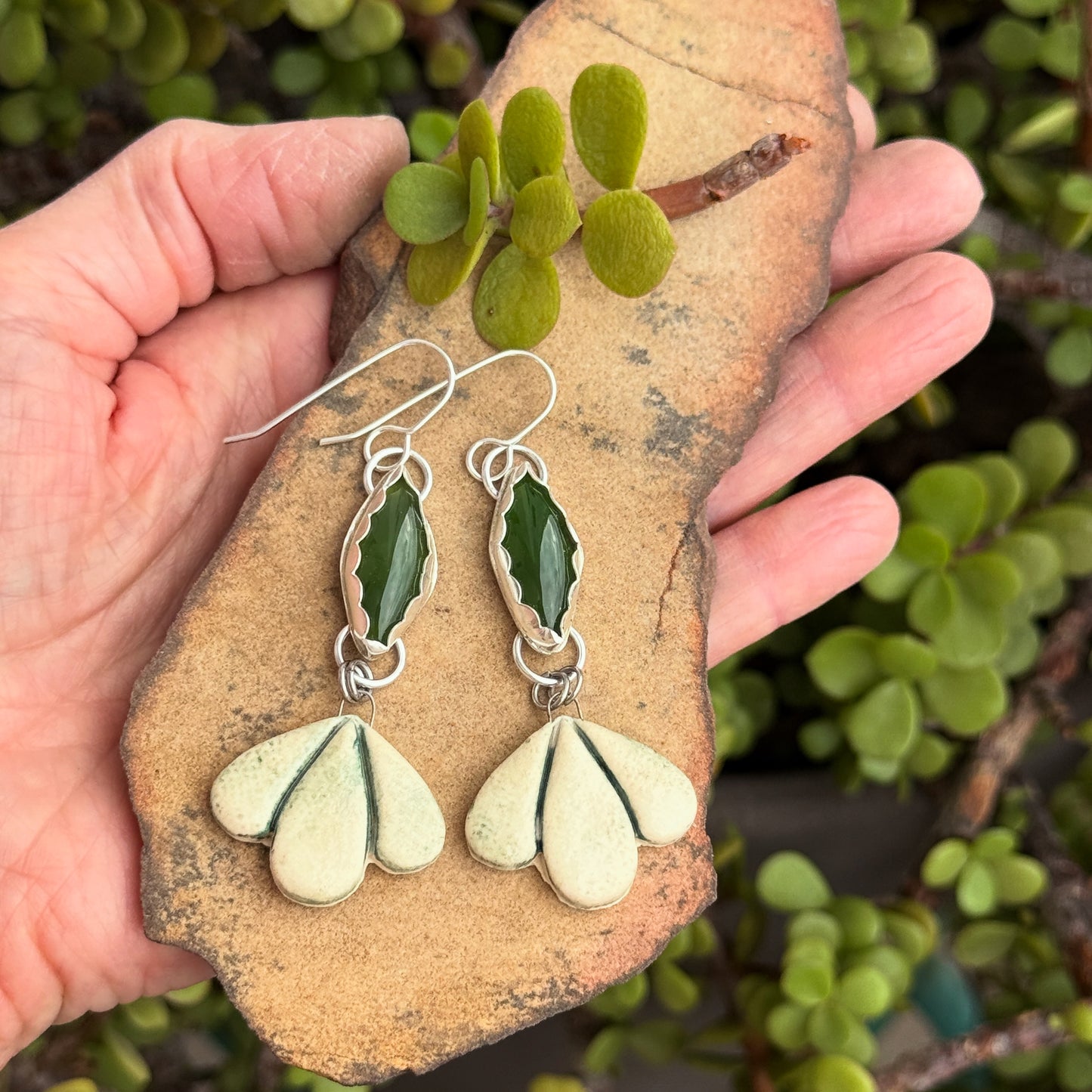 Imperial Jade Earrings: Sterling Silver