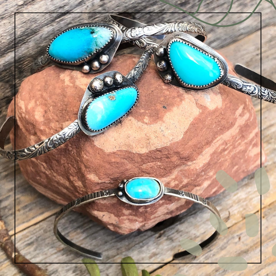 Kingman Turquoise Cuff Bracelet: Sterling Silver