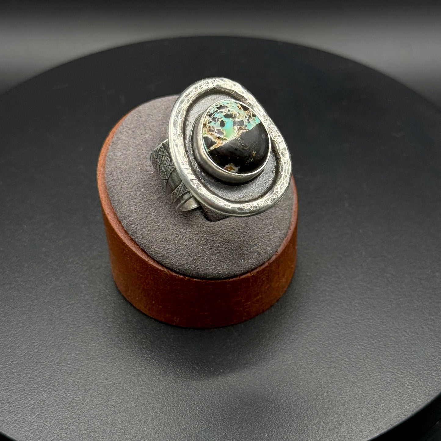 Stylish Blackjack Turquoise Ring for Men: Sterling Silver