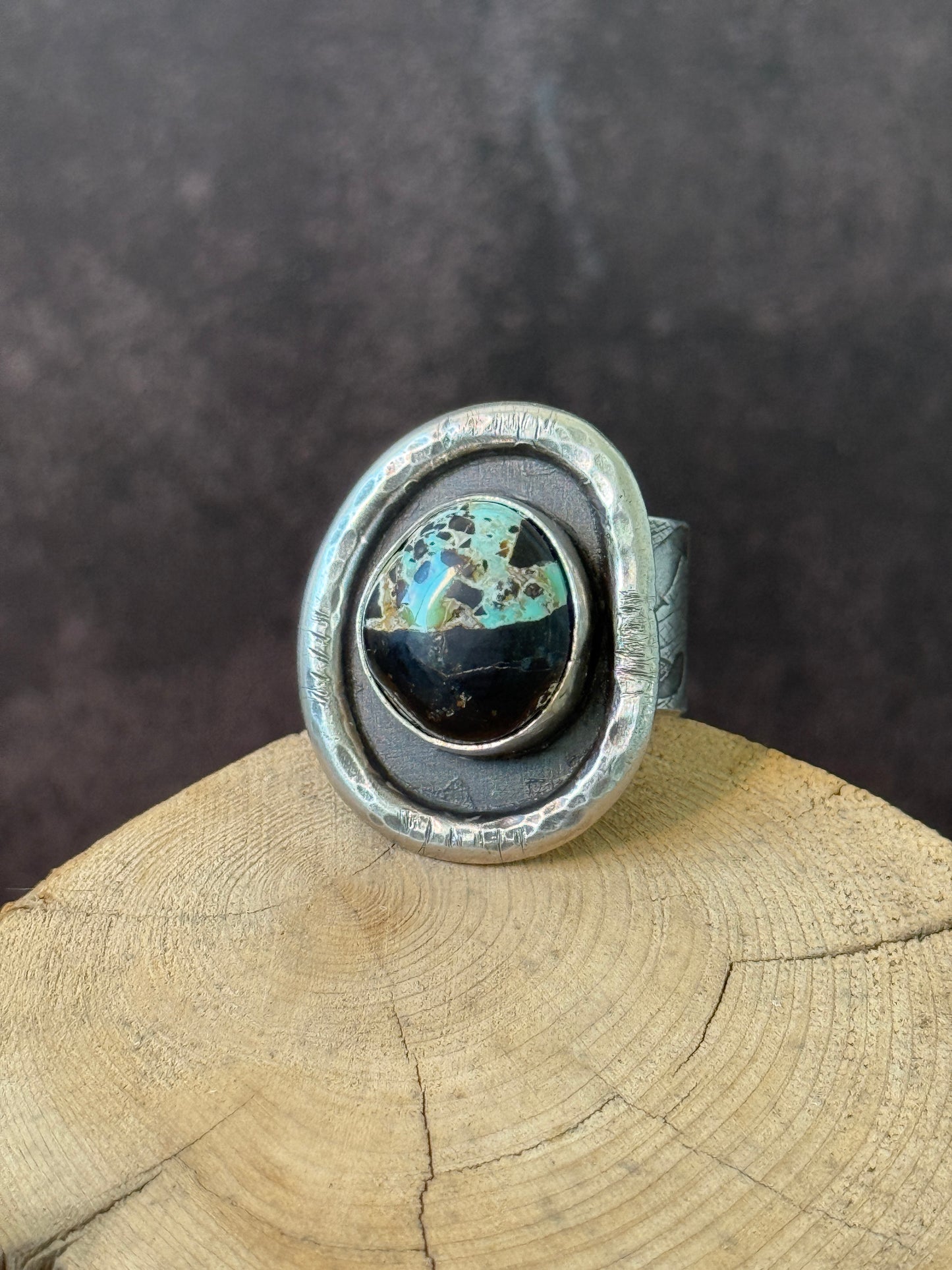 Stylish Blackjack Turquoise Ring for Men: Sterling Silver