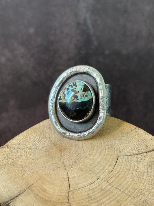Stylish Blackjack Turquoise Ring for Men: Sterling Silver