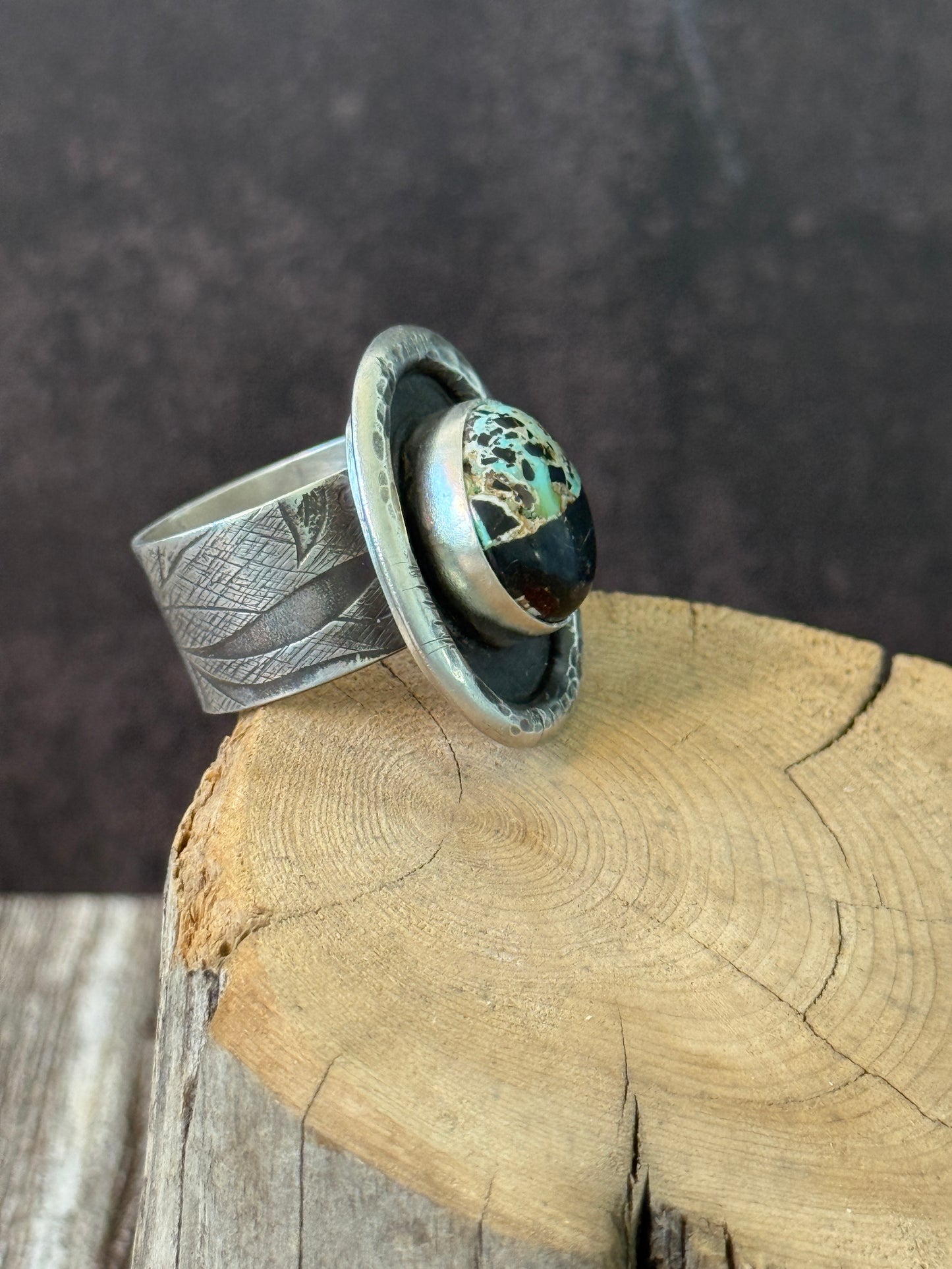 Stylish Blackjack Turquoise Ring for Men: Sterling Silver