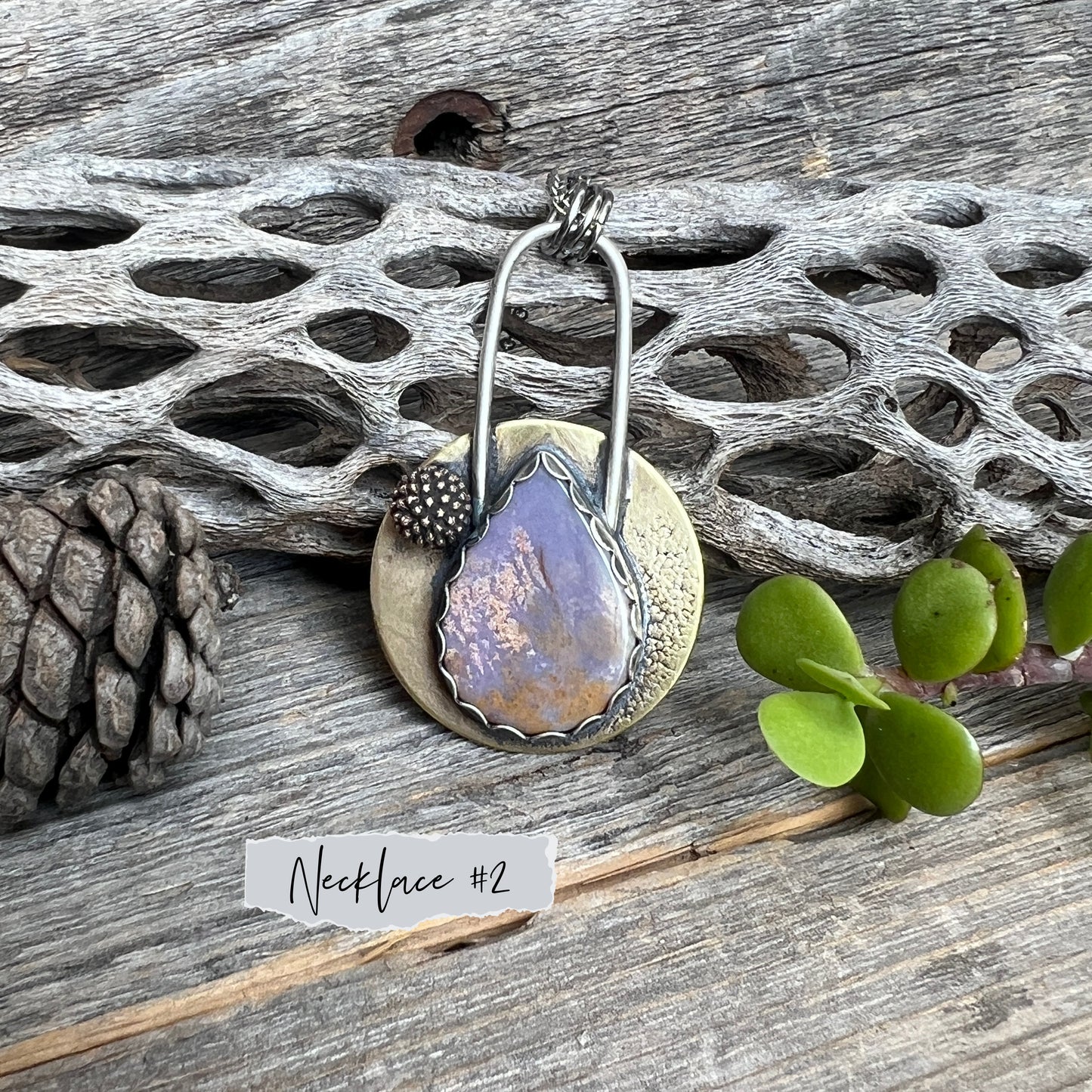 Burro Creek Jasper Mixed Metal Pendant Necklace