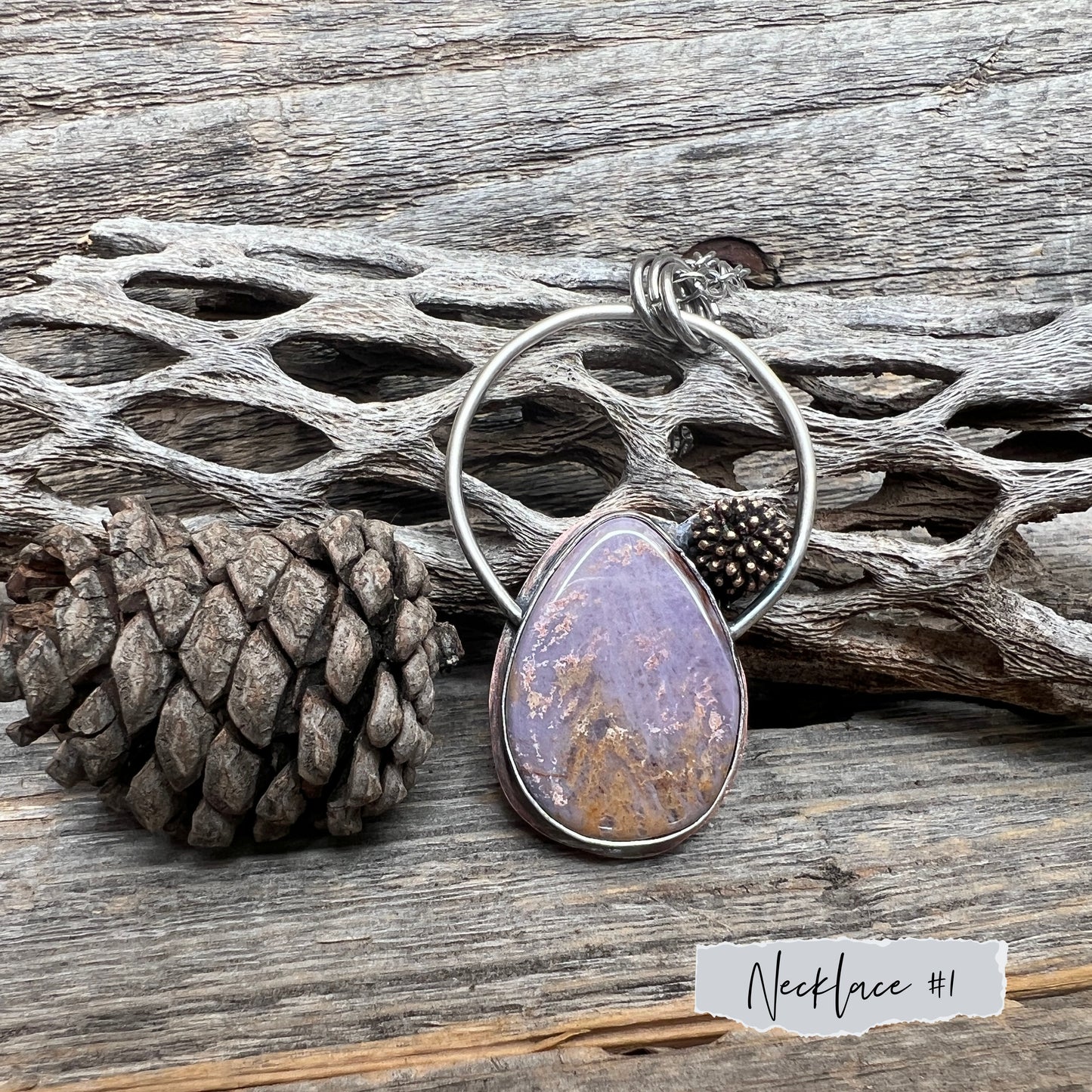 Burro Creek Jasper Mixed Metal Pendant Necklace