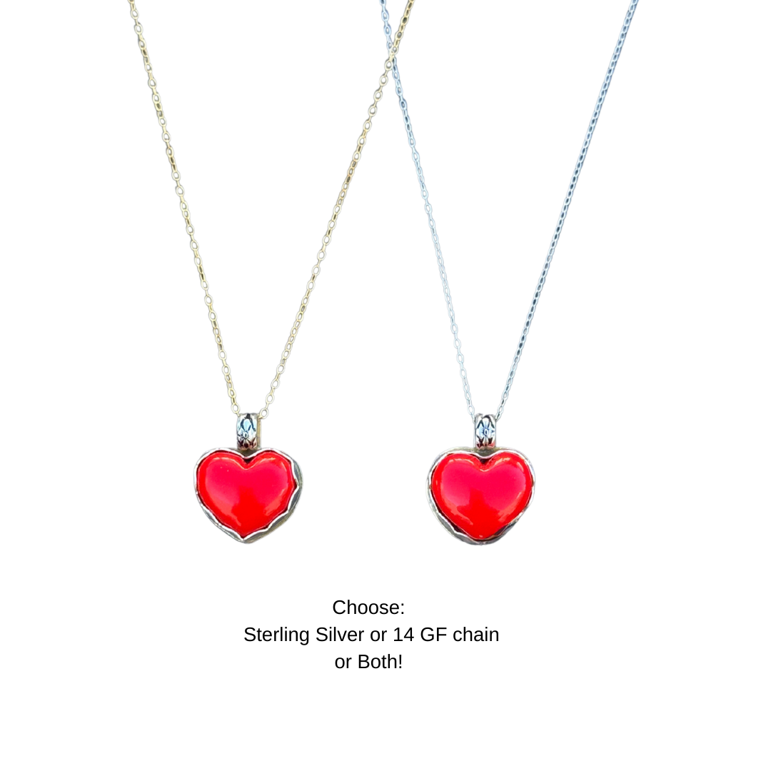 Reversible Heart Pendant Necklace: Silver & Gold