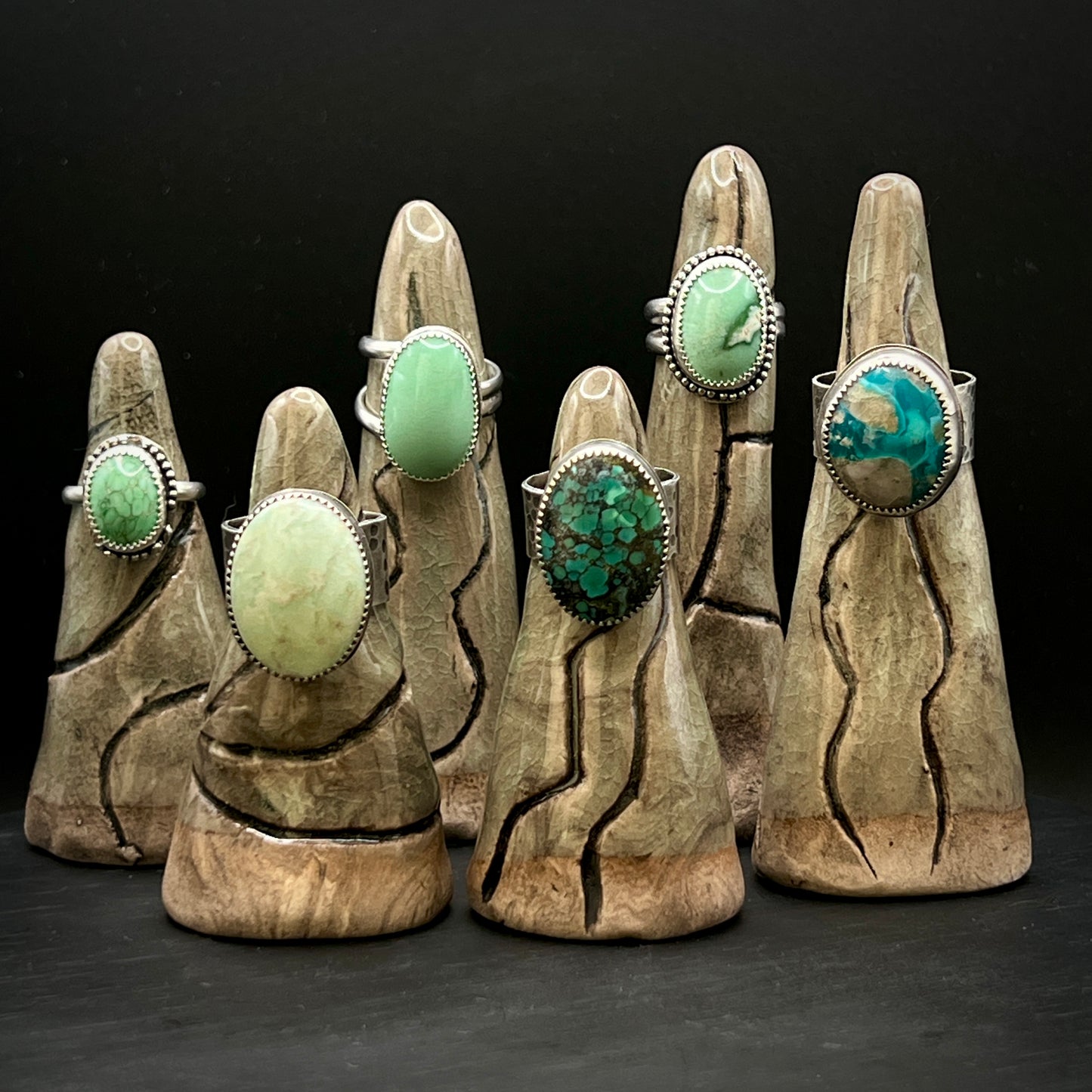 Stunning Lucin Variscite Rings in Sterling Silver