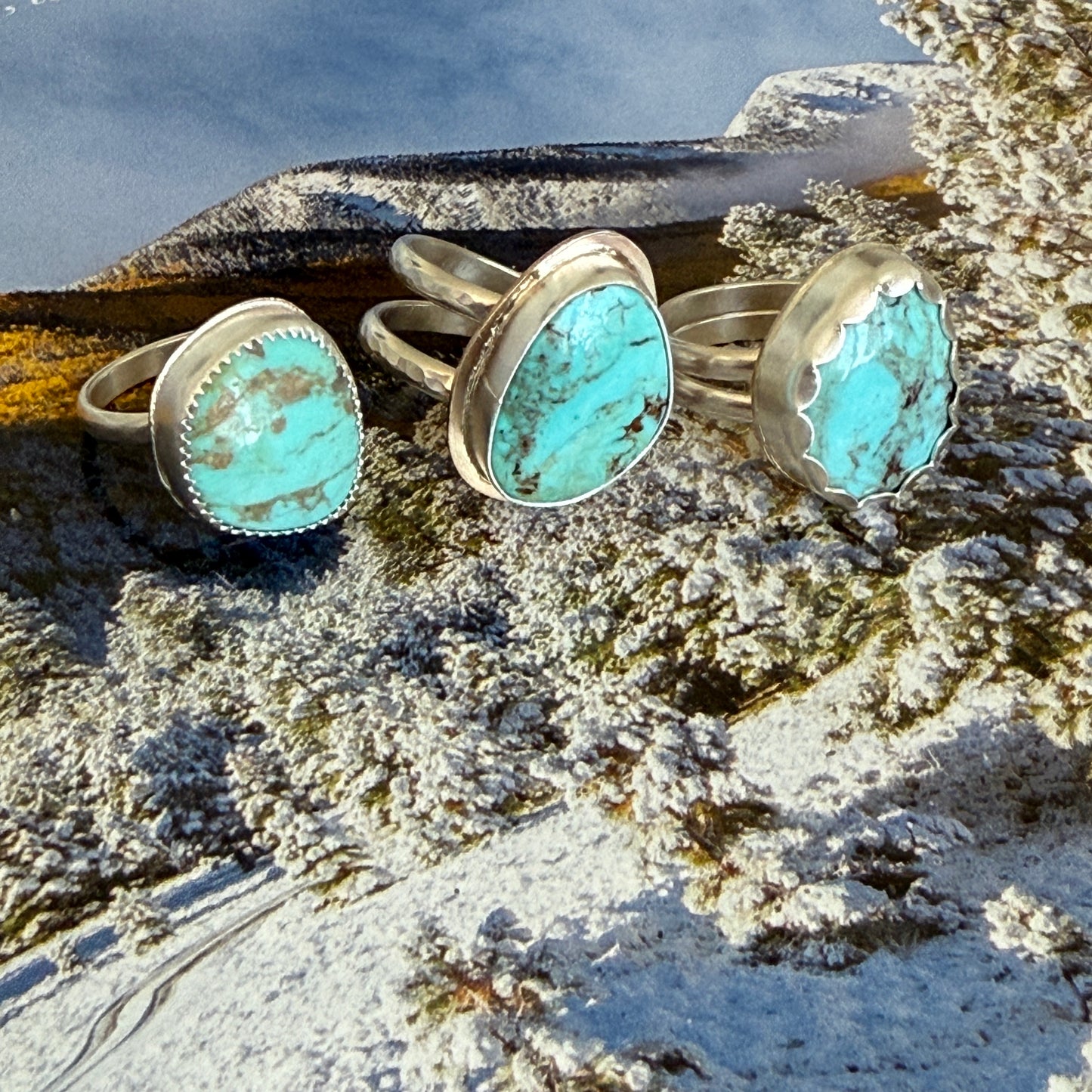 Tyrone turquoise Sterling Silver handmade rings