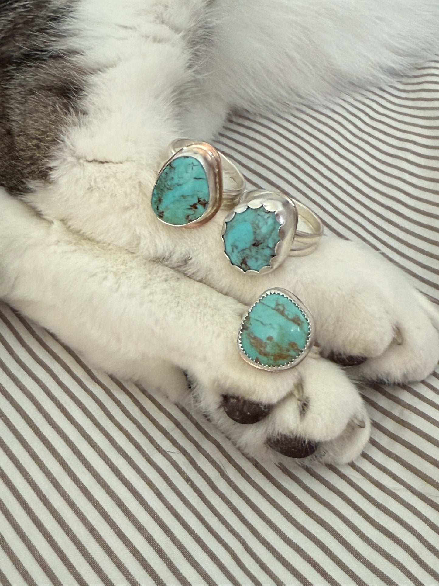 Tyrone turquoise Sterling Silver handmade rings