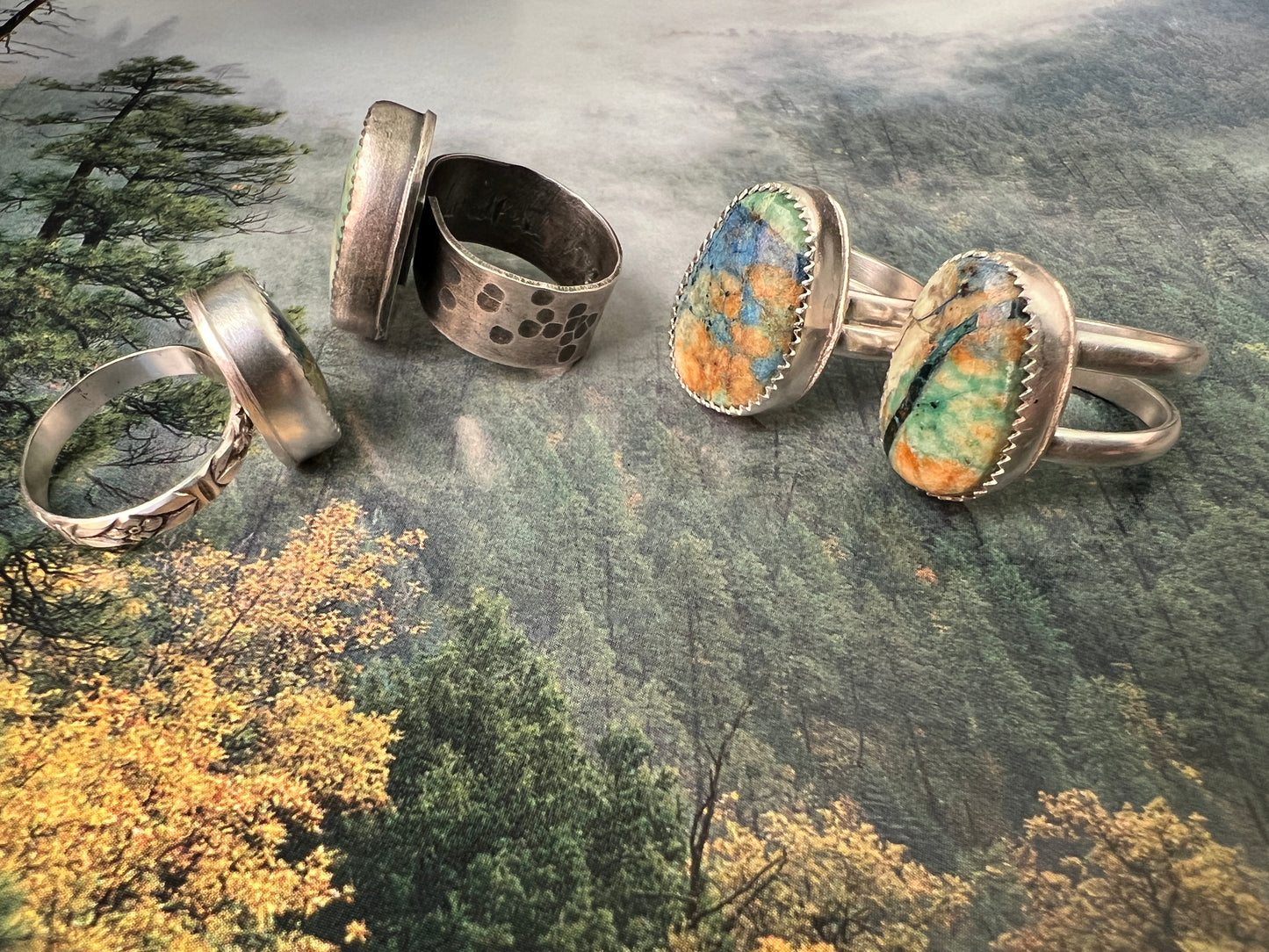 Handcrafted Azurite & Malachite Rings - Arizona Beauty