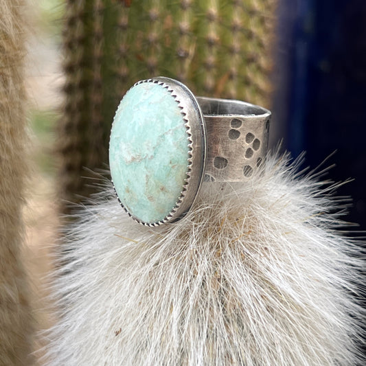 Amazonite Mint Green Ring: Sterling Silver adjustable