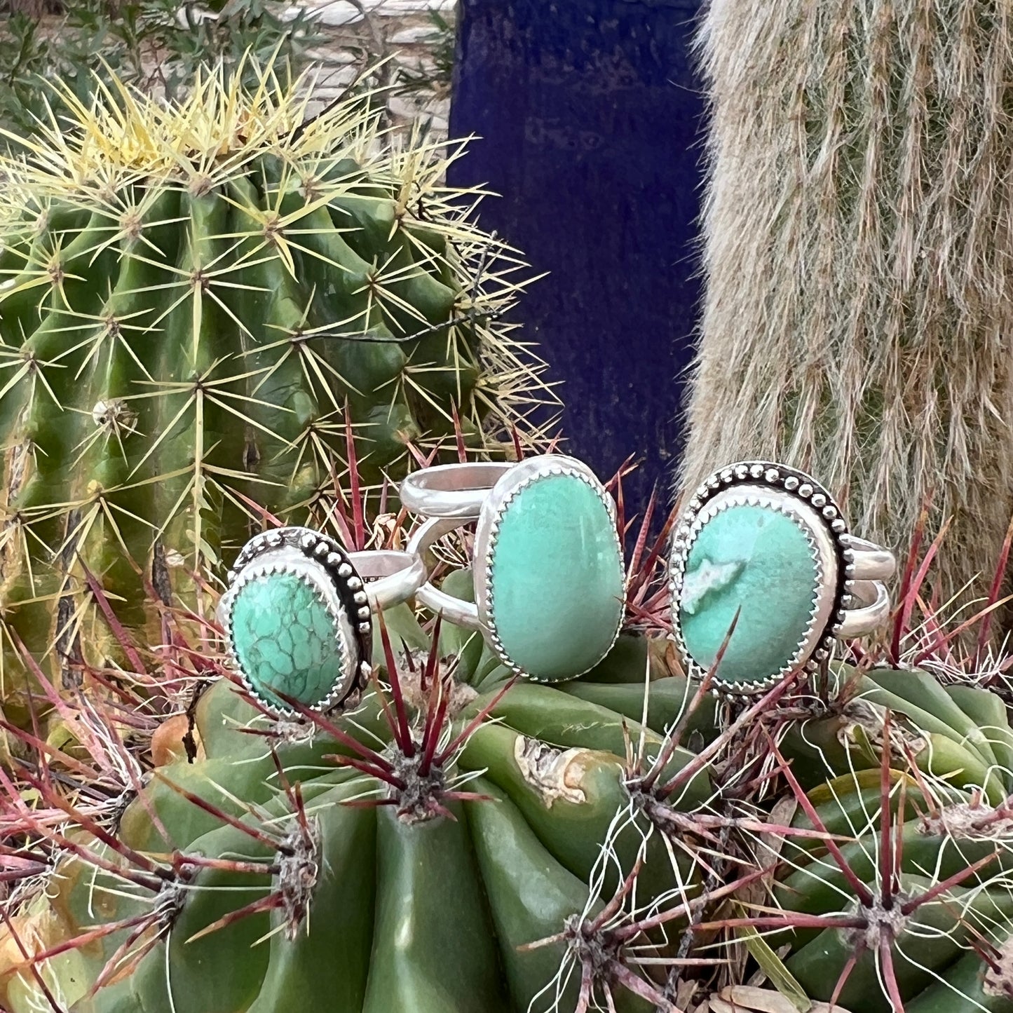 Stunning Lucin Variscite Rings in Sterling Silver