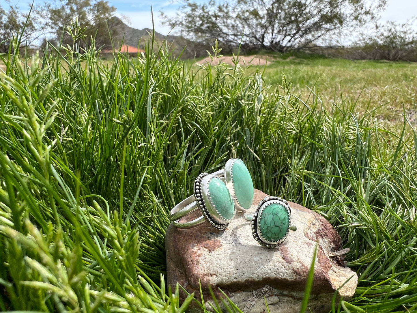 Stunning Lucin Variscite Rings in Sterling Silver