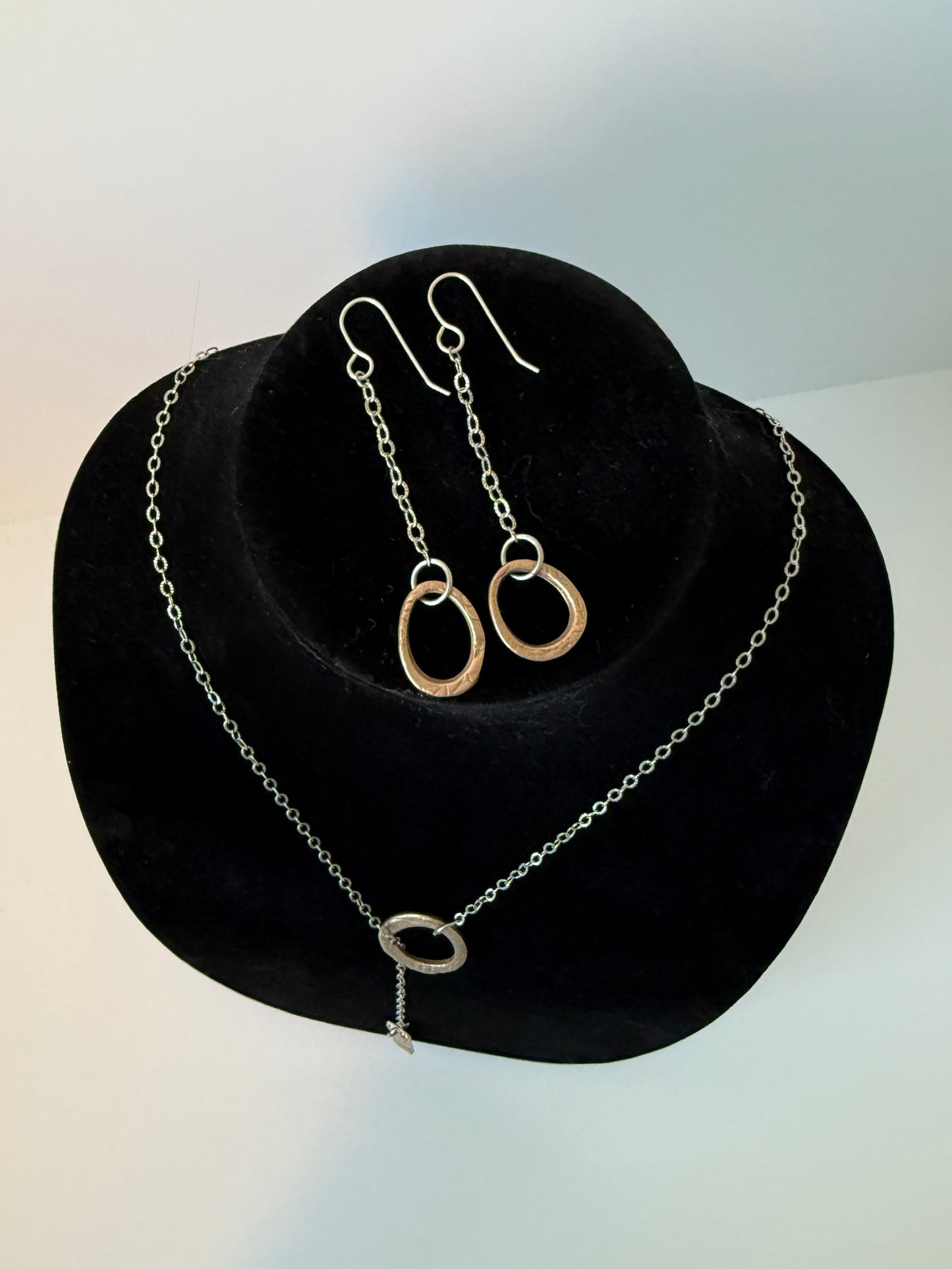 Lariat Necklace: Sterling Silver & Bronze