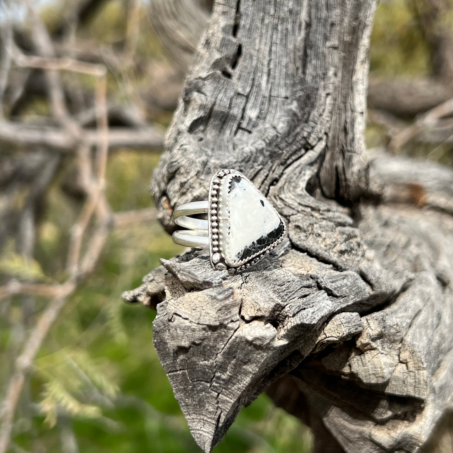 One-of-a-Kind White Buffalo Ring in Sterling Silver