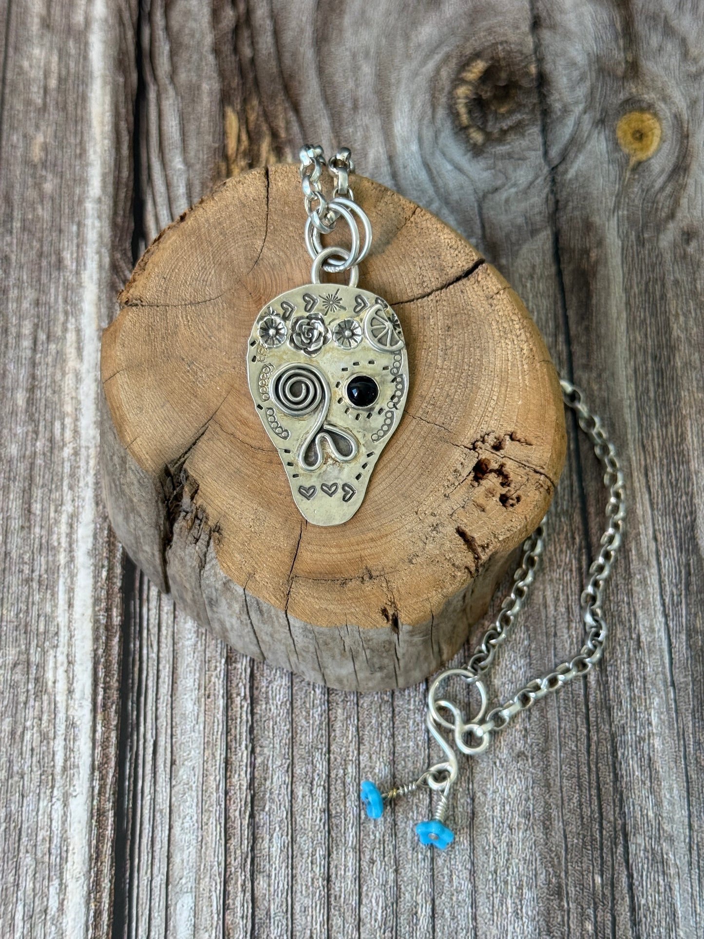 Stand Out with this Calavera Skull Necklace: Sterling Silver