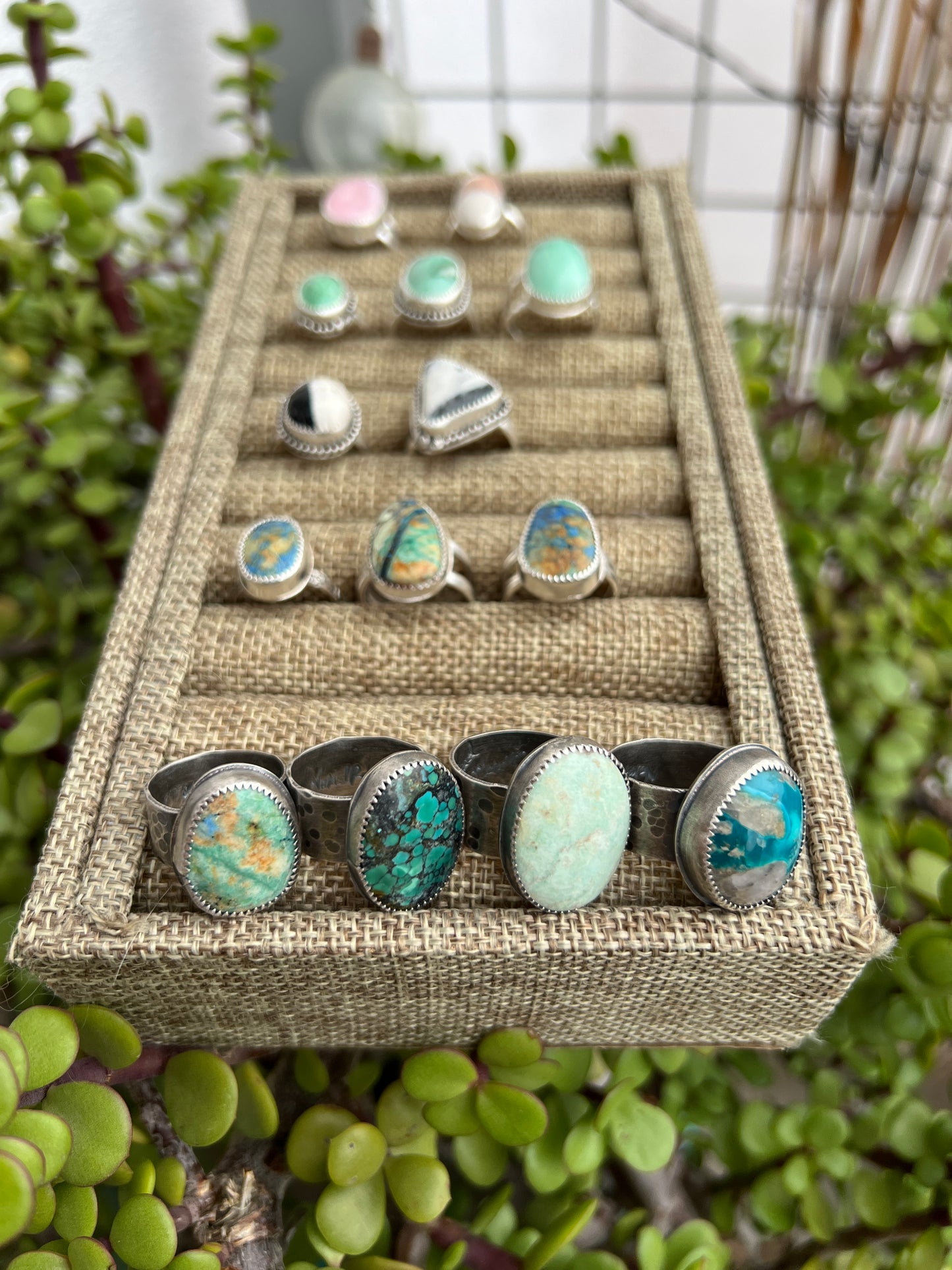 Amazonite Mint Green Ring: Sterling Silver adjustable