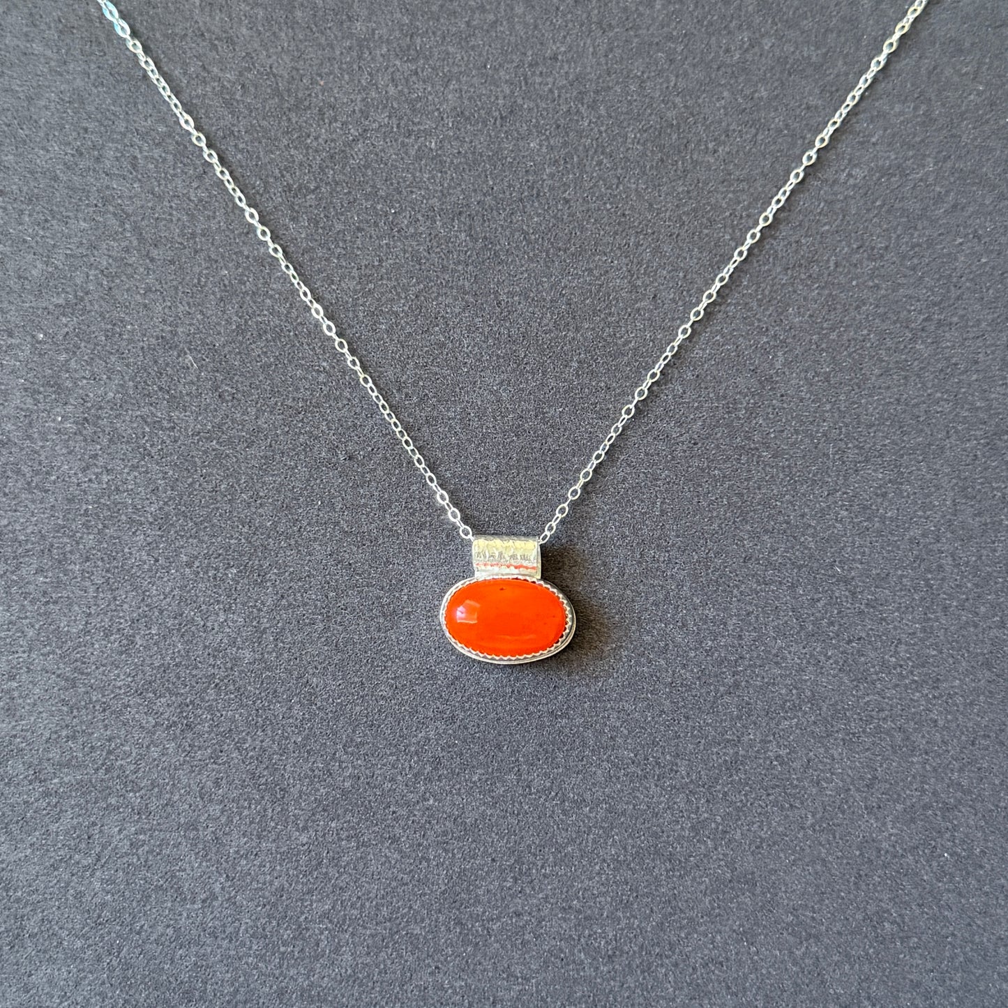 Orange Rosarita minimalist Sterling Silver necklace