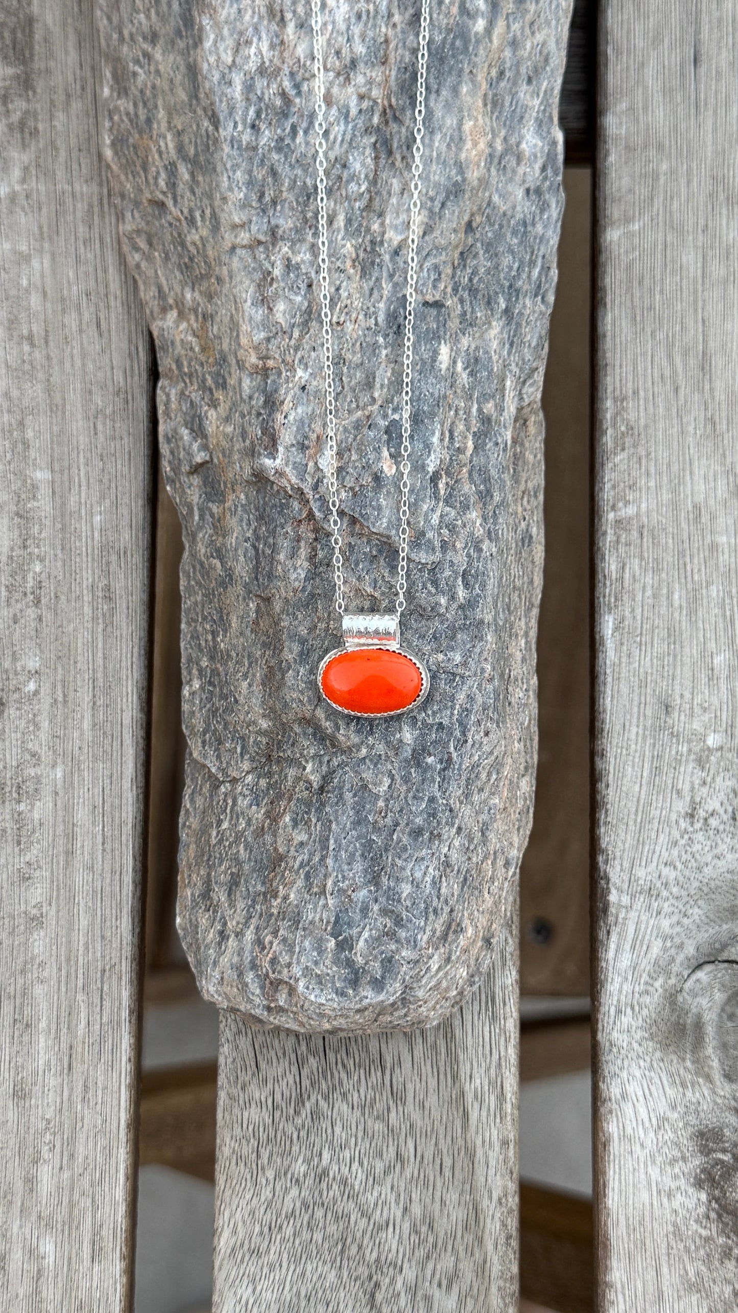 Orange Rosarita minimalist Sterling Silver necklace