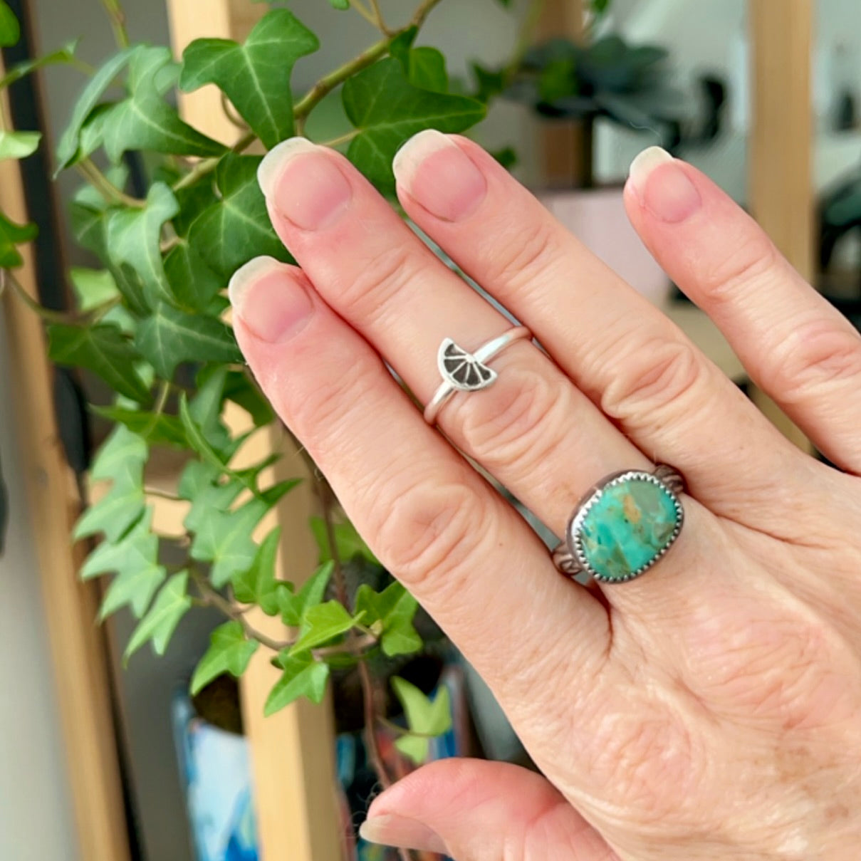 Elisa Green Turquoise Ring: Sterling Silver