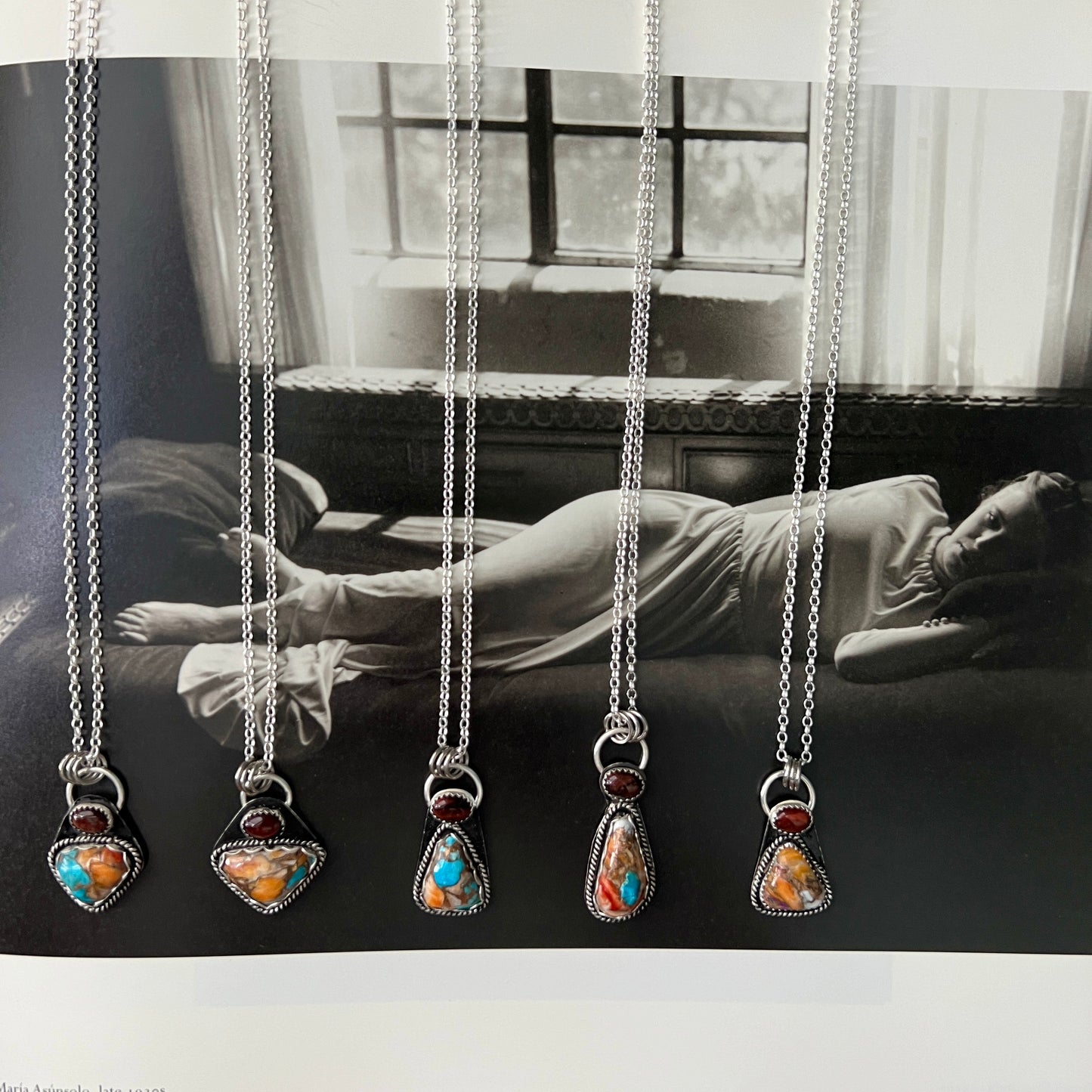 Artisan Spiny Oyster Shell & Mohave Turquoise Sterling Silver Necklace