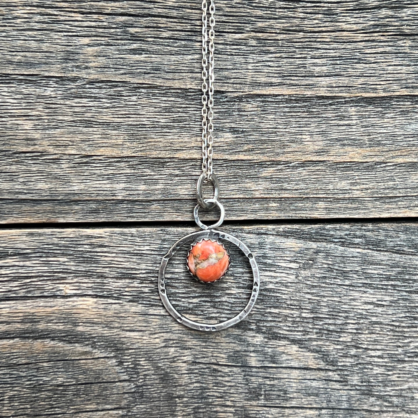 Boho Mininimalist Spiny Oyster Shell Necklace: Sterling Silver