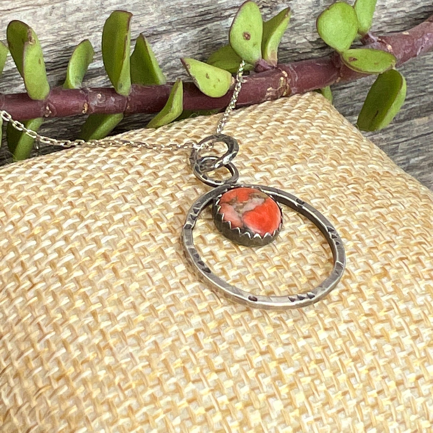 Boho Mininimalist Spiny Oyster Shell Necklace: Sterling Silver