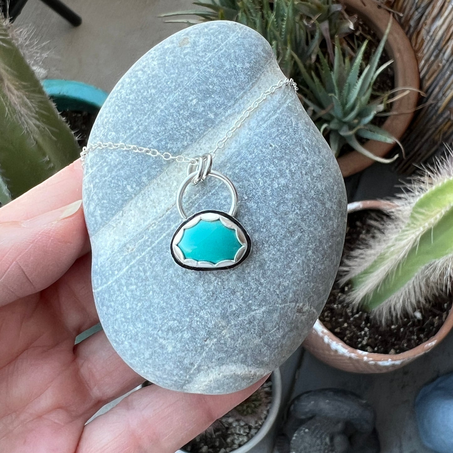 Dainty Sleeping Beauty Turquoise Silver Necklace