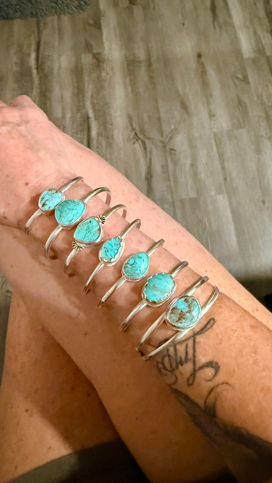 Tyrone Turquoise from New Mexico, Sterling Silver Cuff Bracelet