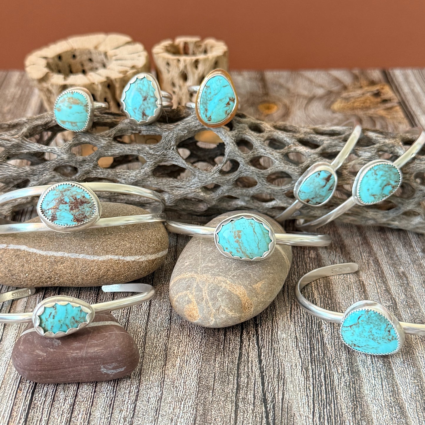 Tyrone Turquoise from New Mexico, Sterling Silver Cuff Bracelet