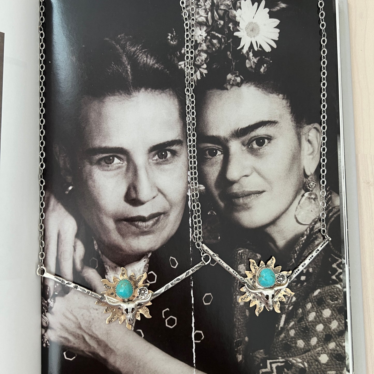 Longhorn Cow Skull Necklace: Turquoise, Sterling Silver