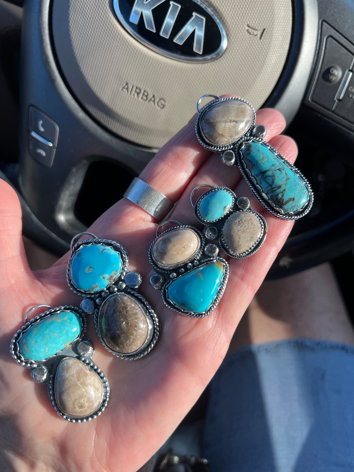 Arizona Turquoise & Michigan Petosky Stone Sterling Silver necklace