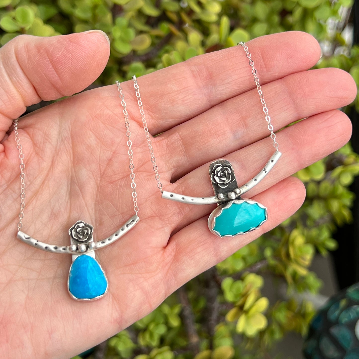 Artisan Silver Necklace with Sleeping Beauty Turquoise