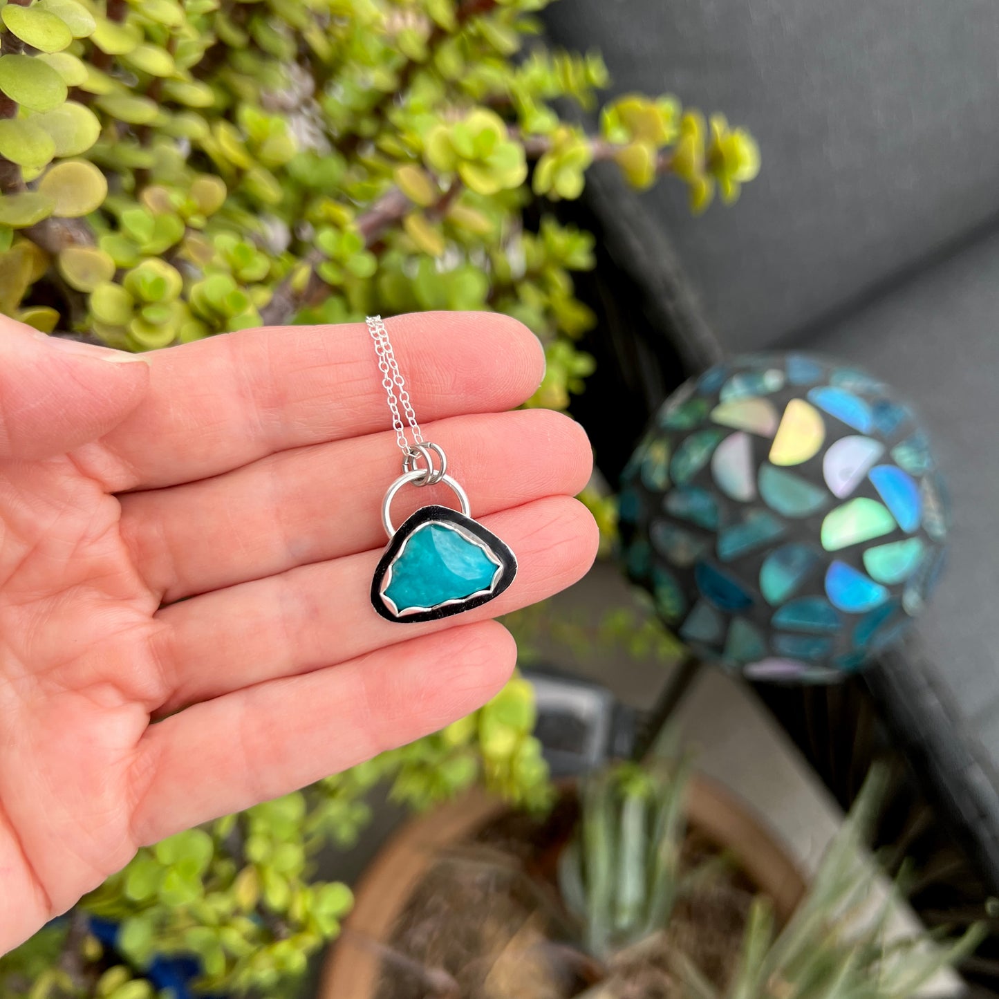 Sleeping Beauty Turquoise Sterling Silver necklace: Teal Blue