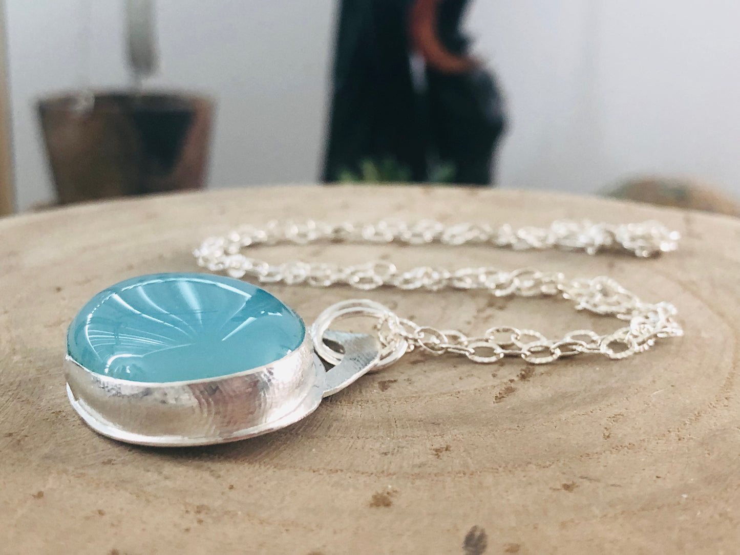 Stunning Sterling Silver Necklace with Large Sky Blue Topaz