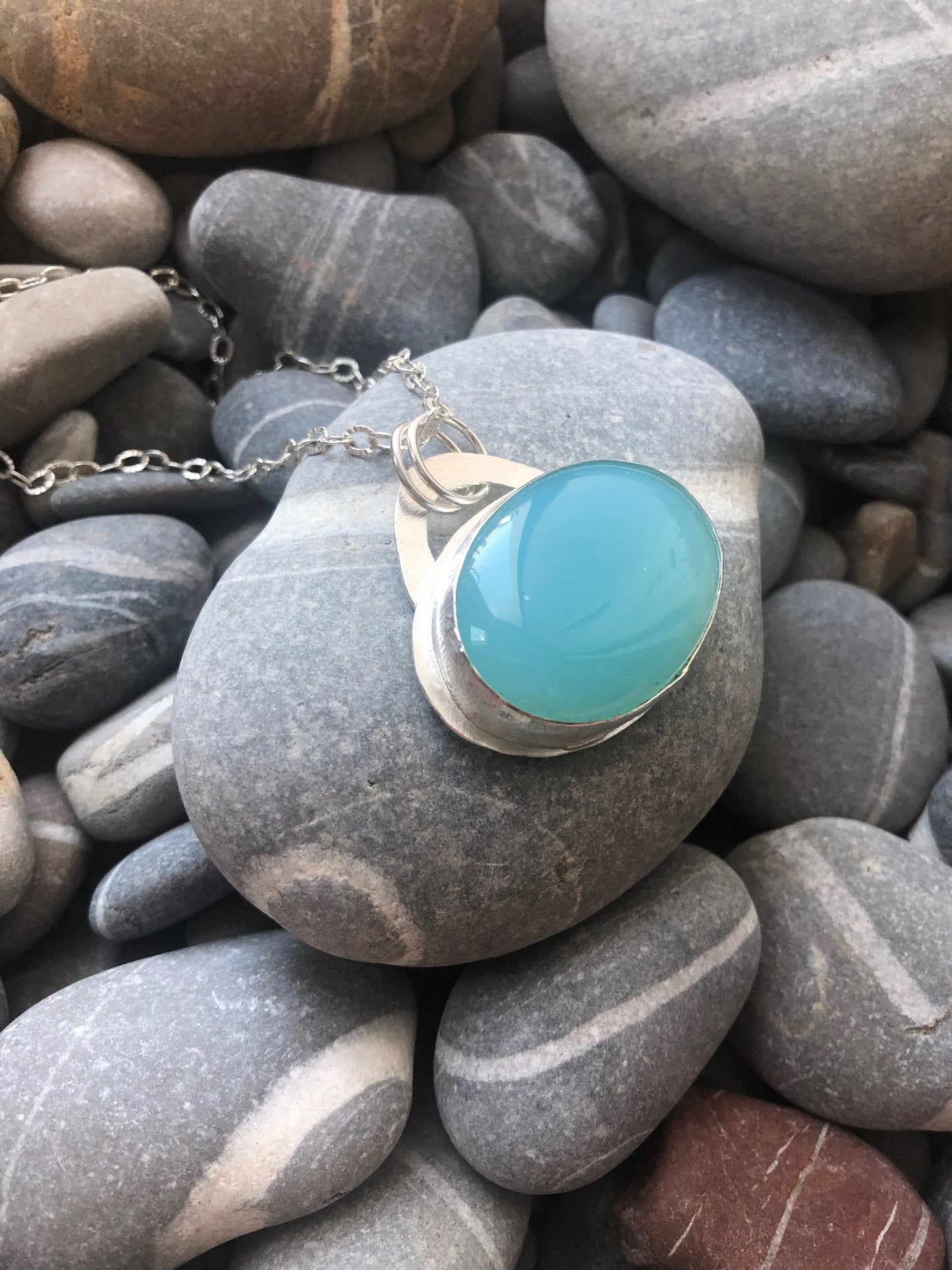 Stunning Sterling Silver Necklace with Large Sky Blue Topaz