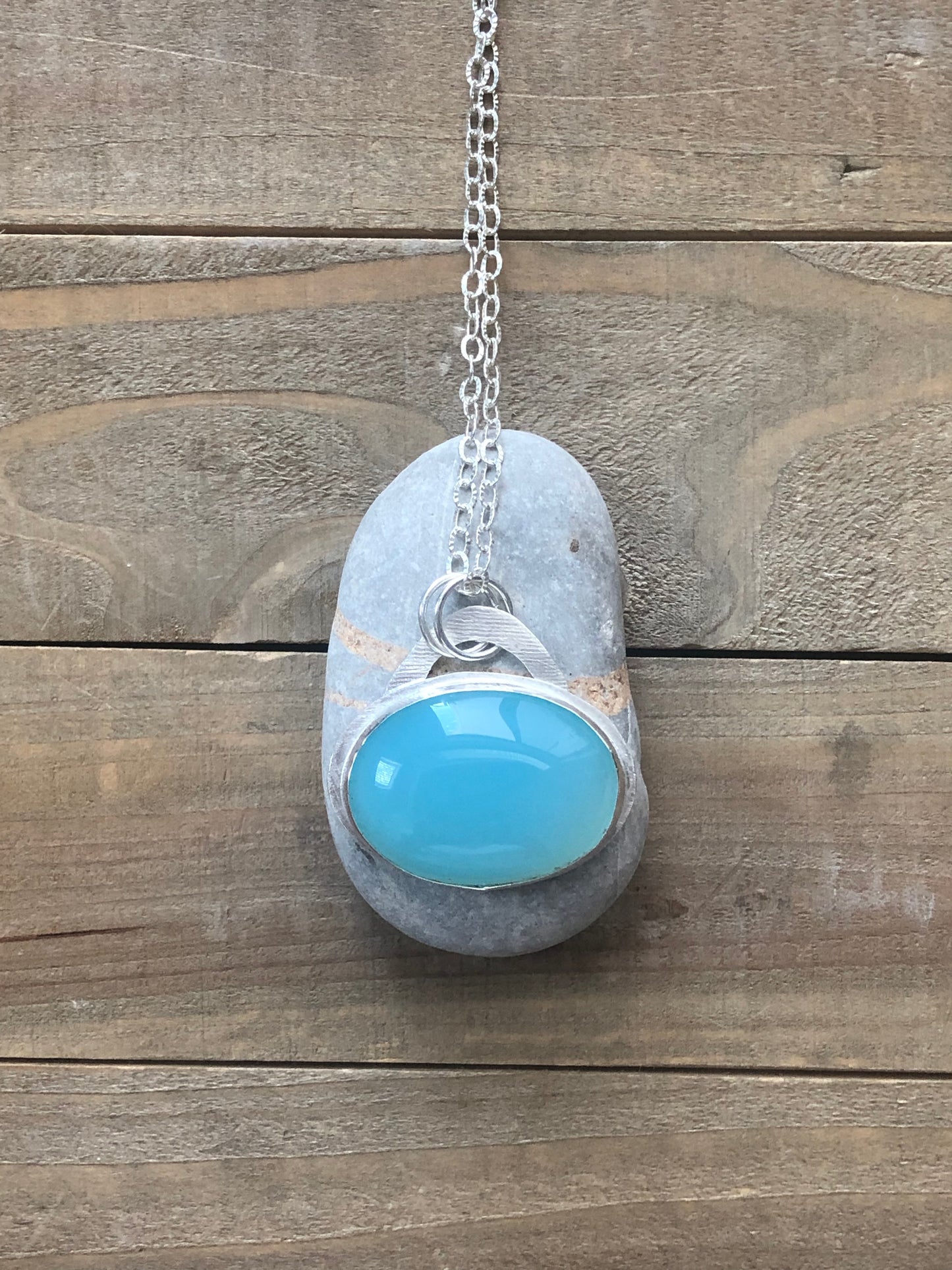 Stunning Sterling Silver Necklace with Large Sky Blue Topaz