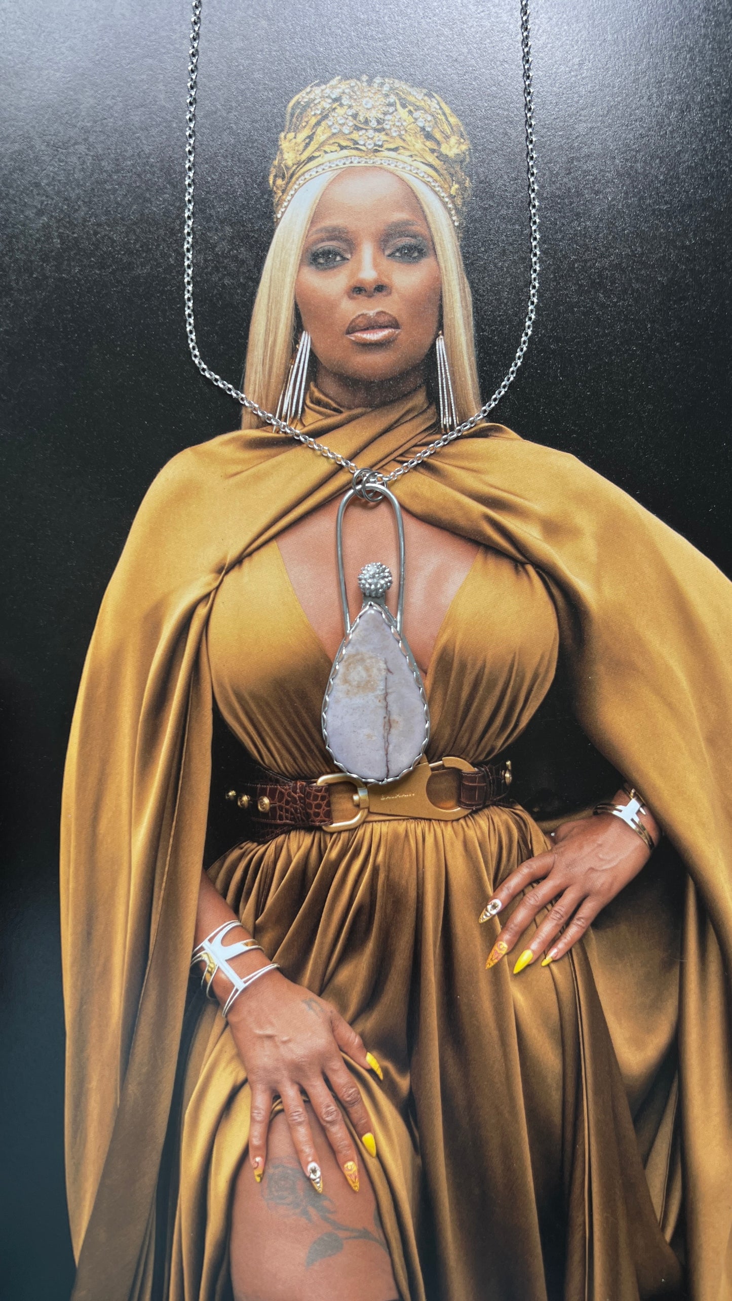 Lavender Burro Creek Jasper teardrop necklace: Sterling Silver