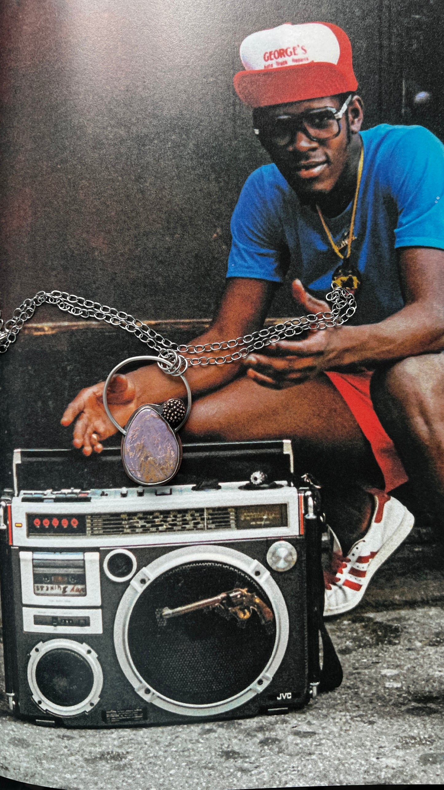 Burro Creek Jasper Mixed Metal Pendant Necklace