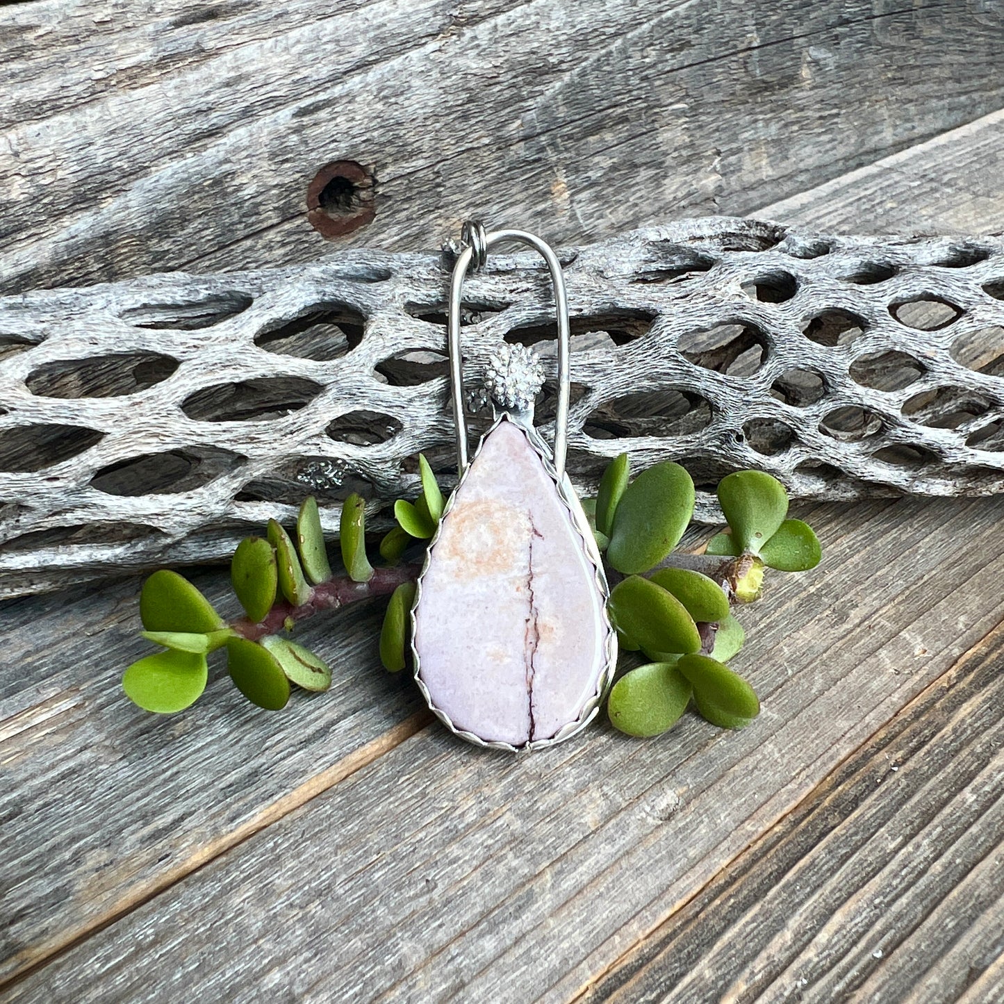 Lavender Burro Creek Jasper teardrop necklace: Sterling Silver
