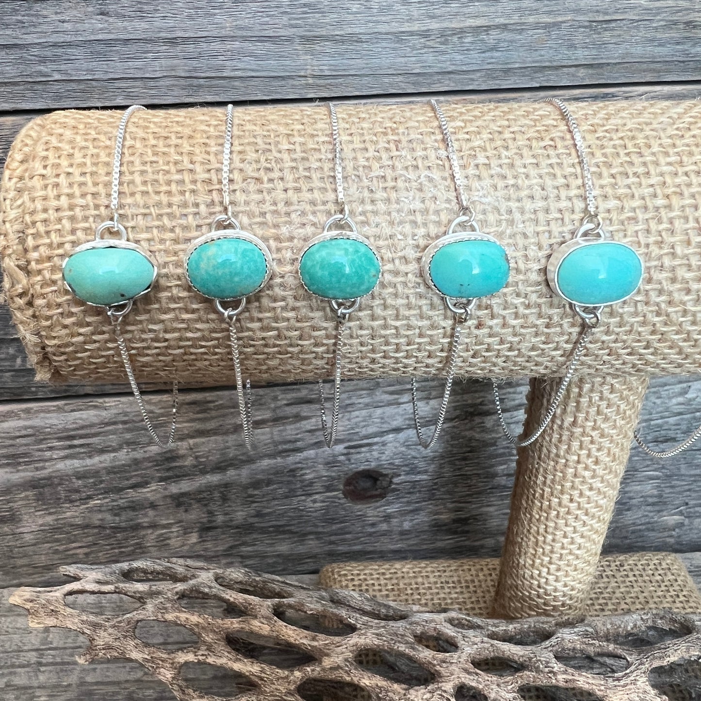 Turquoise Dream: Dainty Sterling Silver Lariat Bracelet